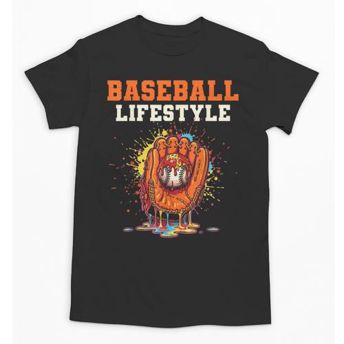 Baseball Lifestyle Ice Cream Drip Baseball Glove Crossed Bat Unisex T-Shirt - Sportilla