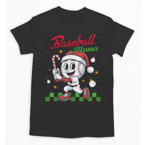 Baseball Mama Christmas Santa Hat Xmas Softball Mom Unisex T-Shirt - Sportilla