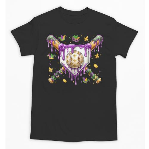 Baseball Mardi Gras Carnival Party Mask Ice Cream Drip Boys Unisex T-Shirt - Sportilla