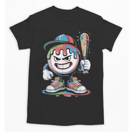 Baseball Mascot Attitude Graffiti Splash Bat Cap Unisex T-Shirt - Sportilla