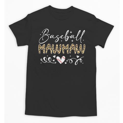 Baseball Mawmaw Leopard Baseball Heart Unisex T-Shirt - Sportilla