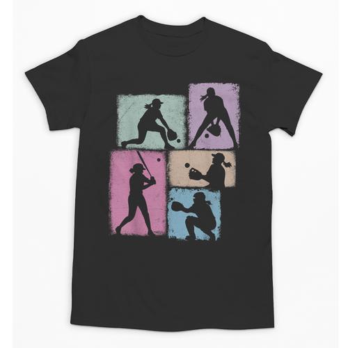 Baseball Player Collage Women Kids Coach Youth Girl Unisex T-Shirt - Sportilla