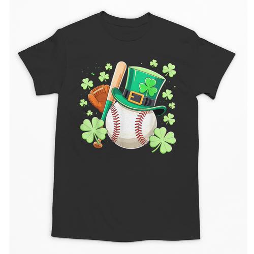 Baseball St Patricks Day Lucky Baseball Player Shamrock Unisex T-Shirt - Sportilla