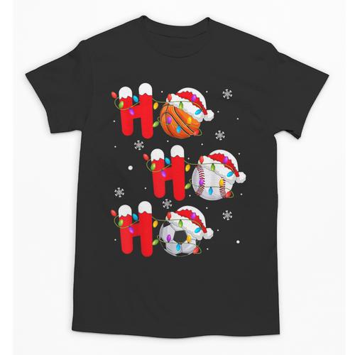 Basketball Baseball Soccer Christmas Ho Ho Ho Santa Xmas Unisex T-Shirt - Sportilla