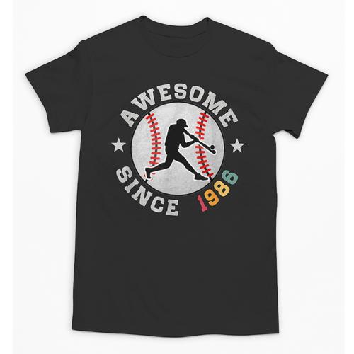 Birthday Baseball Lover 40 Years Old Awesome Since 1986 Unisex T-Shirt - Sportilla