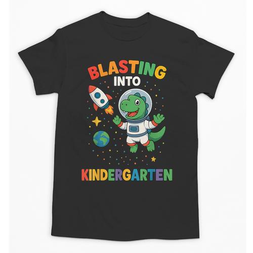Blasting Into Kindergarten Dinosaur Astronaut Back To School Unisex T-Shirt - Savourry