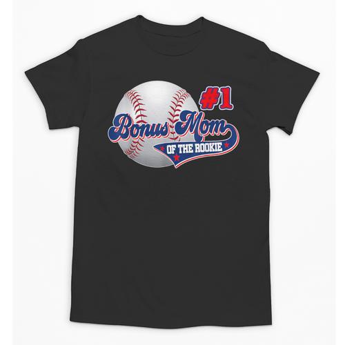 Bonus Mom Rookie Of Year 1st Birthday Baseball Theme Unisex T-Shirt - Sportilla