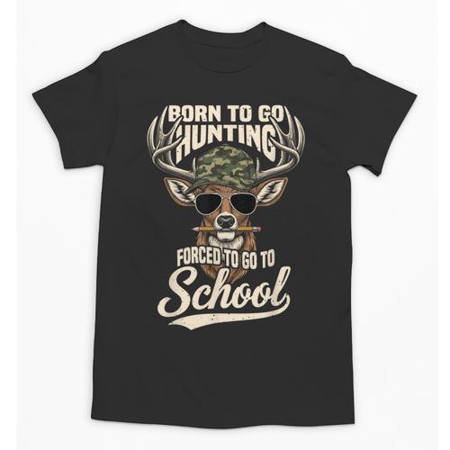 Born To Go Hunting Forced To Go Back To School Camo Deer Boy Unisex T-Shirt - Savourry