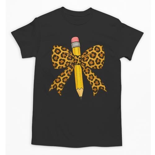 Bow Pencil Leopard First Day Of School Back To School Unisex T-Shirt - Savourry
