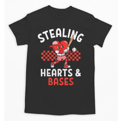 Boys Baseball Valentines Day Stealing Hearts Valentine Kids Unisex T-Shirt - Sportilla