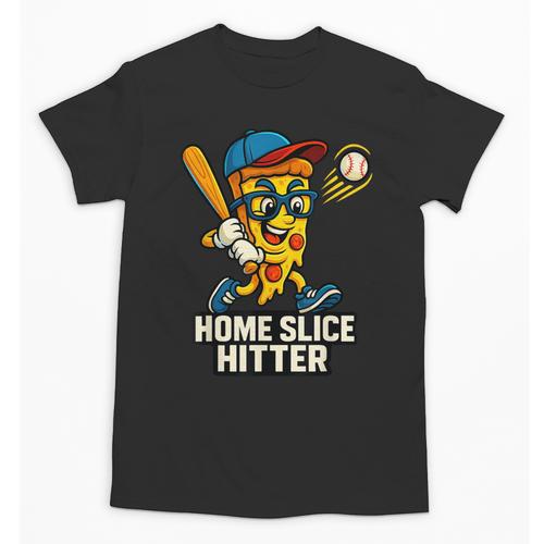Boys Pizza Theme Baseball Home Hitter Unisex T-Shirt - Sportilla