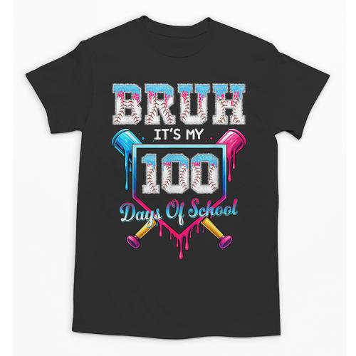 Bruh It's My 100 Days Of School Baseball Ice Cream Drip Boys Unisex T-Shirt - Sportilla