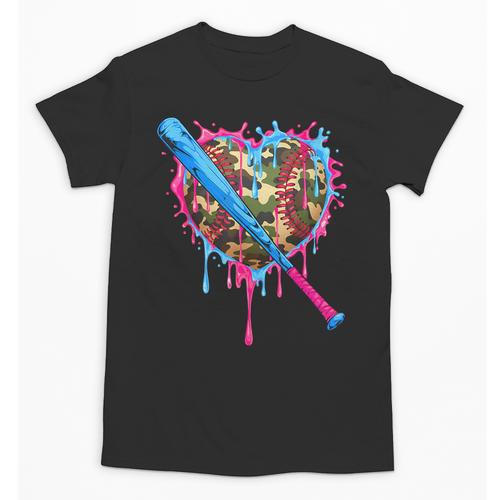 Camo Baseball Heart Drip Valentine Baseball Icecream Boys Unisex T-Shirt - Sportilla
