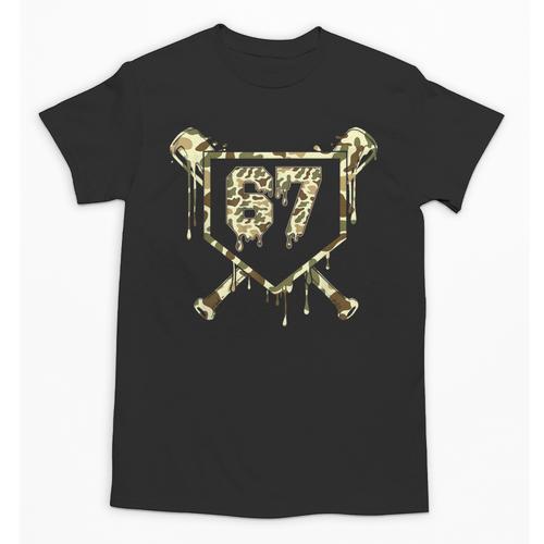 Camo Baseball Ice Cream Drip Number 67 Player 67th Birthday Unisex T-Shirt - Sportilla