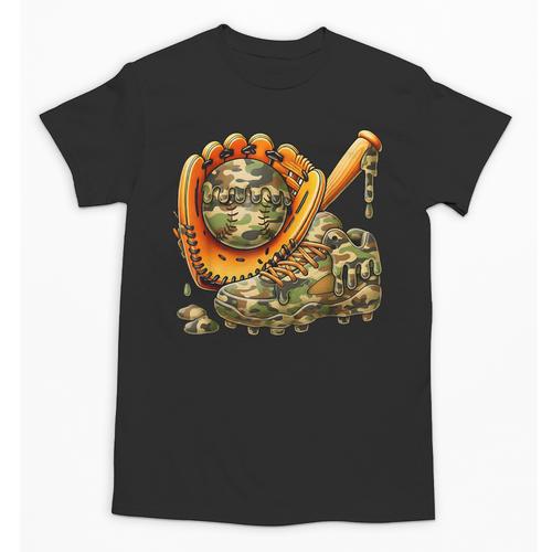 Camo Ice Cream Drip Baseball Stuff Baseball Drip Boys Unisex T-Shirt - Sportilla