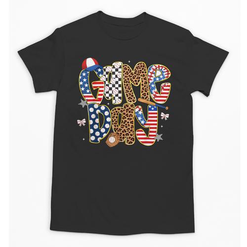 Checkered Leopard Game Day Baseball Men Women Kids Unisex T-Shirt - Sportilla