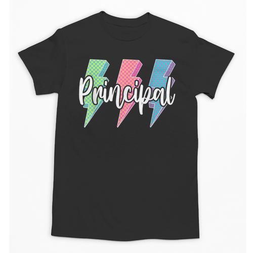 Checkered Principal Lightning Bolt Back To School Unisex T-Shirt - Savourry