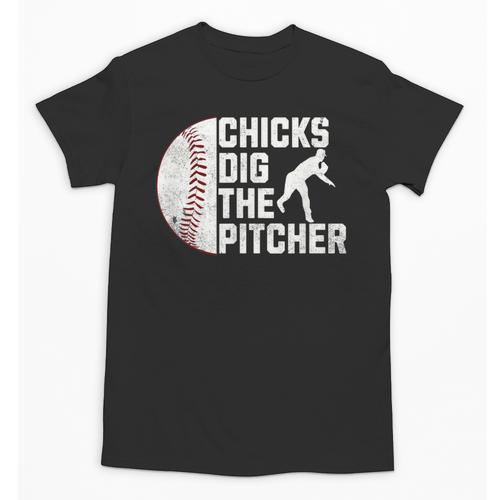 Chicks Dig The Pitcher Baseball Unisex T-Shirt - Sportilla