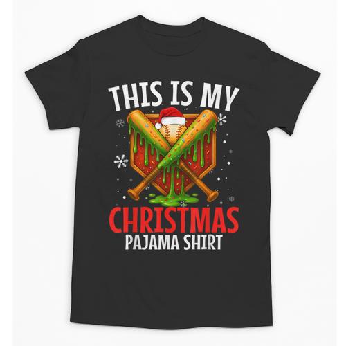 My Christmas Baseball Pajama Helmet Santa Xmas Men Boys Unisex T-Shirt - Sportilla