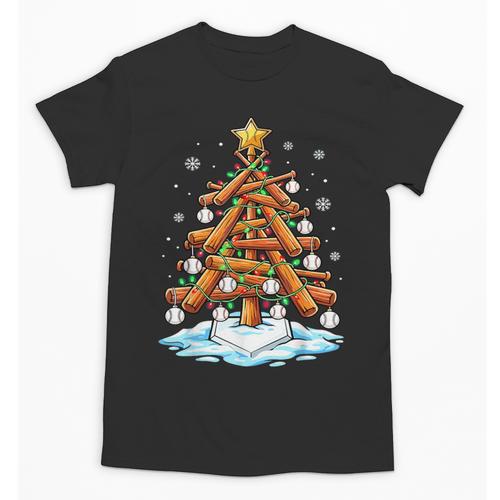 Christmas Baseball Tree Lights Xmas Unisex T-Shirt - Sportilla
