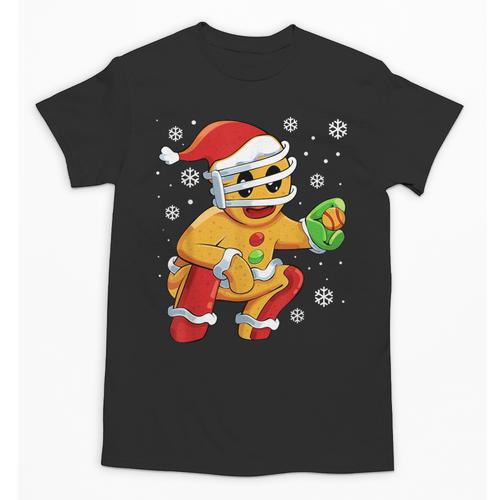 Christmas Gingerbread Man Baseball Player Catcher Unisex T-Shirt - Sportilla