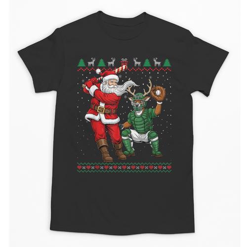 Christmas Santa Baseball Ugly Sweater Unisex T-Shirt - Sportilla