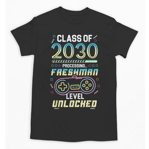 Class 2030 Gaming Freshman Level Unlocked Back To School Unisex T-Shirt - Savourry