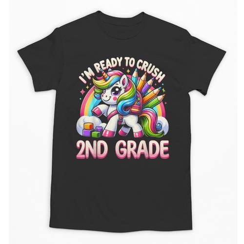 Crush 2nd Grade Girls Back To School Unicorn First Day Cute Unisex T-Shirt - Savourry
