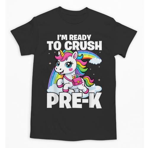 Crush Pre-K Girls Back To School Unicorn First Day Preschool Unisex T-Shirt - Savourry