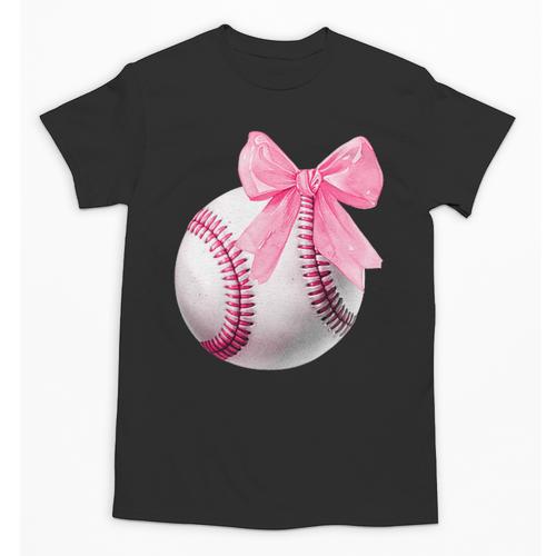 Cute Coquette Baseball Pink Bow Player & Fan Girls Unisex T-Shirt - Sportilla