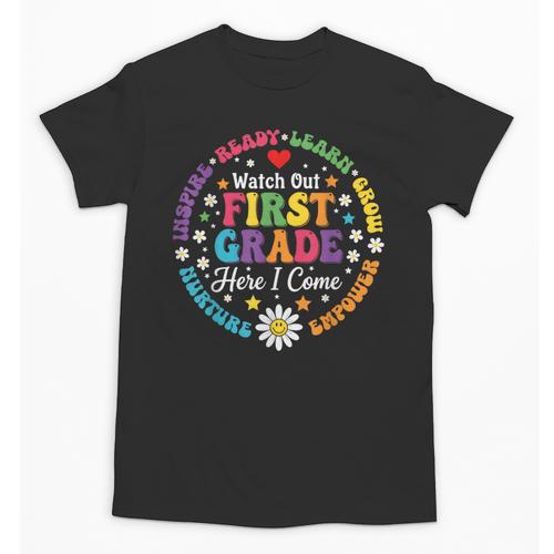 Cute Watch Out First Grade Here I Come Back To School Unisex T-Shirt - Savourry