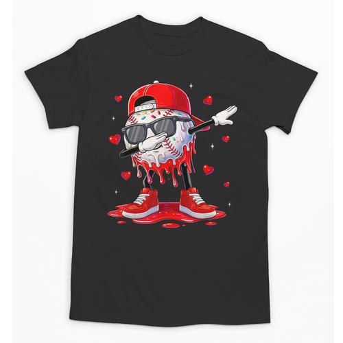 Dabbing Baseball Drip Ice Cream Youth Boy Valentines Day Unisex T-Shirt - Sportilla