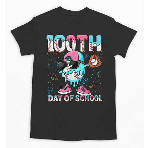 Dabbing Drippy 100th Days Of School Baseball Ice Cream Drip Unisex T-Shirt - Sportilla