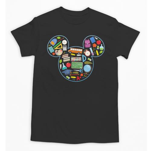 Disney Mickey And Friends Back To School Supplies Logo Fill Unisex T-Shirt - Savourry