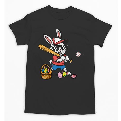 Easter Bunny Baseball Player Batter Rabbit Boys Kids Men Unisex T-Shirt - Sportilla