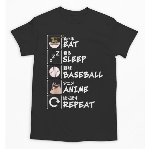 Eat Sleep Baseball Anime Repeat Japanese Otaku Unisex T-Shirt - Sportilla