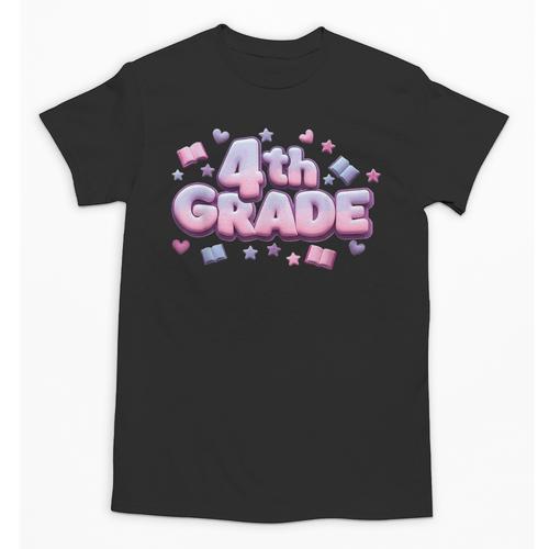 First Day Of 4th Grade Girls Coquette Bow Back To School Unisex T-Shirt - Savourry