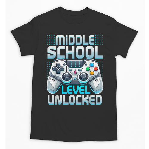First Day Of Middle School Level Unlocked Back To School Unisex T-Shirt - Savourry