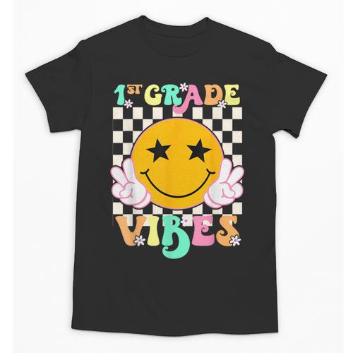 Girls 1st Grade Vibes Smile Face Back To School 1st Grade Unisex T-Shirt - Savourry