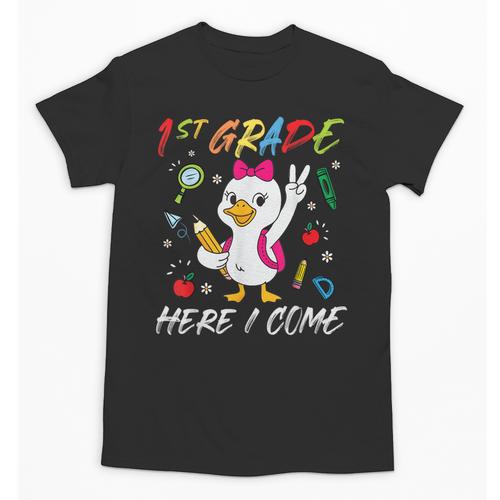Girls Goose 1st Grade Here I Come Back To School Kids Unisex T-Shirt - Savourry