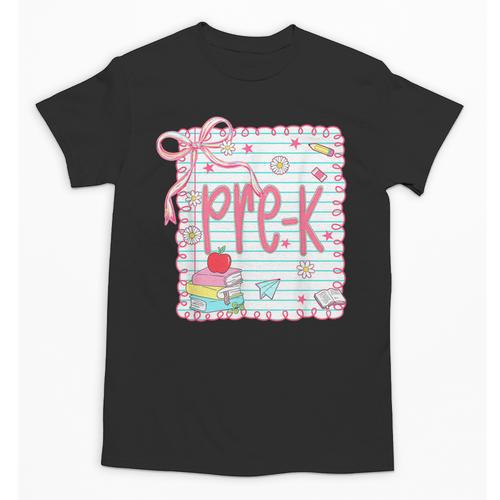 Girls Pre-K Coquette Bow Pink Preppy Back To School Unisex T-Shirt - Savourry
