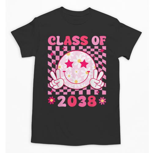 Groovy Class Of 2038 Grow With Me Smile Face Back To School Unisex T-Shirt - Savourry
