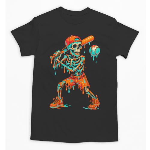 Halloween Baseball Skeleton Ice Cream Drip Baseball Boys Kid Unisex T-Shirt - Sportilla