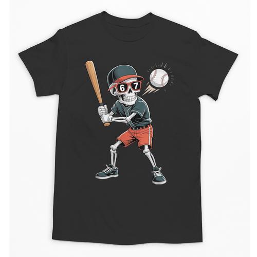 Halloween Skeleton Playing Baseball 67 Six Seven Meme Unisex T-Shirt - Sportilla