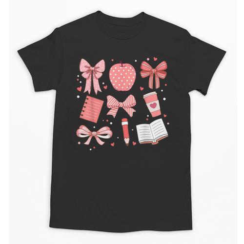 Happy Back To School 1st Day Toddler Girl Boho Coquette Bows Unisex T-Shirt - Savourry