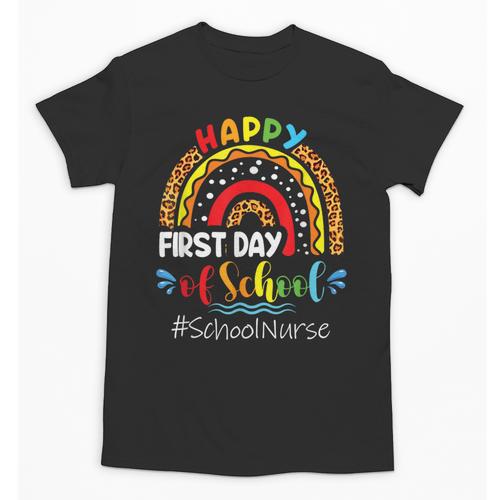 Happy First Day Of School Nurse Rainbow Back To School Unisex T-Shirt - Savourry