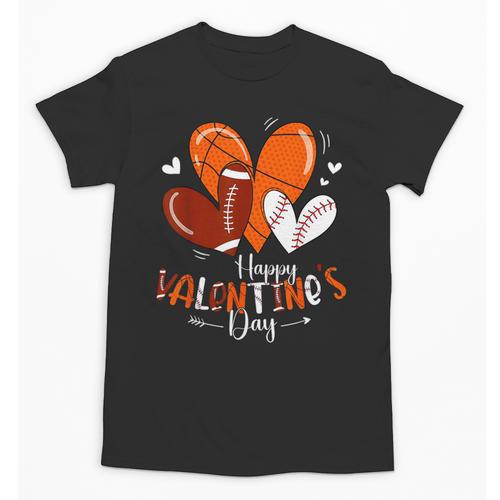 Happy Valentines Day Basketball Baseball Football Boys Unisex T-Shirt - Sportilla