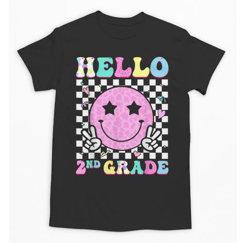 Hello 2nd Grade Groovy Back To School Second Grade Girls Kid Unisex T-Shirt - Savourry