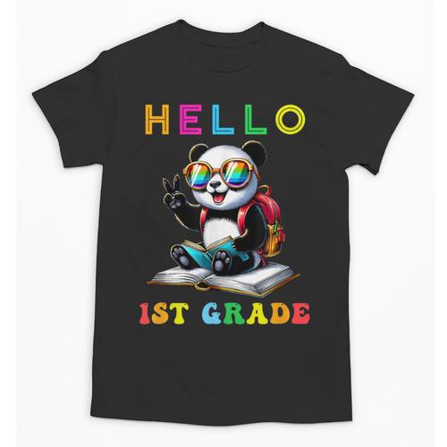 Hello First Grade Panda Lover Back To School Kids Boys Girls Unisex T-Shirt - Savourry