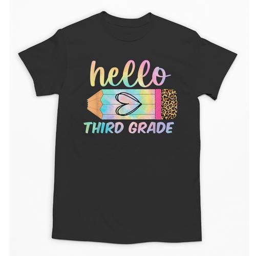 Hello Third Grade Back To School Pencil Tie Dye 3rd Grade Unisex T-Shirt - Savourry
